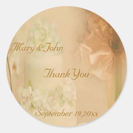 Rond Sticker Merci de mariage vintage (Devant)