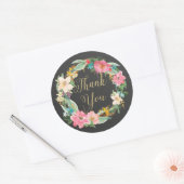 Rond Sticker Merci de tableau de bord des fleurs (Enveloppe)