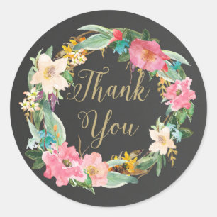 Rond Sticker Merci de tableau de bord des fleurs