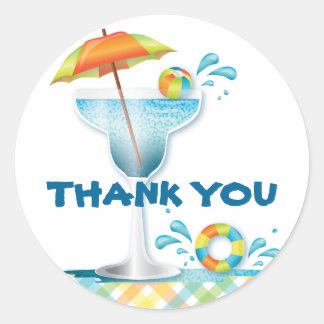 Rond Sticker Merci d'été pour la fête de la piscine pou