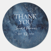 Rond Sticker Merci en argent céleste de nuit (Devant)
