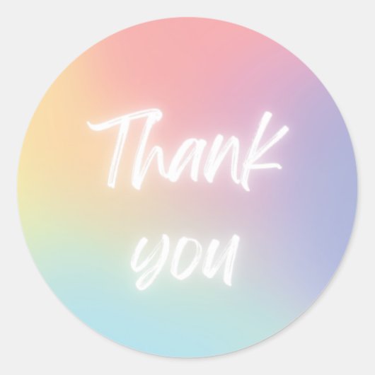 Rond Sticker "Merci" en néon simple (Devant)