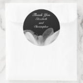 Rond Sticker Merci en plumes blanches (Sac)