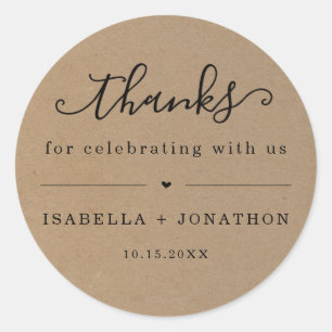 Rond Sticker Merci Favor - Kraft