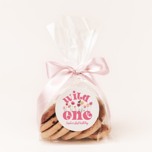 Rond Sticker Merci Fleur sauvage aquarelle