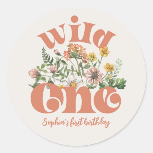 Rond Sticker Merci Fleur sauvage aquarelle (Devant)