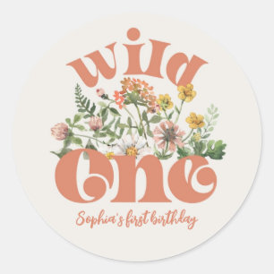 Rond Sticker Merci Fleur sauvage aquarelle