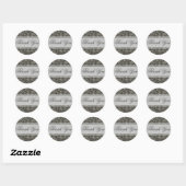 Rond Sticker Merci Floral Argent/Sceau (Feuille)