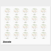 Rond Sticker Merci Gold Greenery Favor (Feuille)