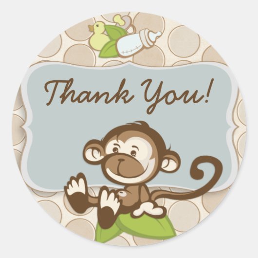 Rond Sticker Merci Lil Monkey/étiquette (Devant)