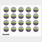 Rond Sticker Merci Lime et pourpre Damask (Feuille)