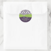 Rond Sticker Merci Lime et pourpre Damask (Sac)