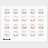 Rond Sticker Merci Mariage Aquarelle Peonies (Feuille)