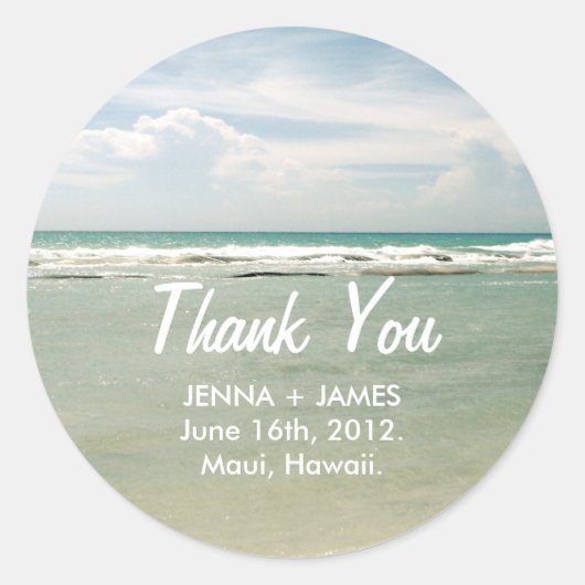 Rond Sticker Merci // Mariage de destination (Devant)