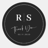 Rond Sticker Merci mariage - Élégance noir & blanc (Devant)