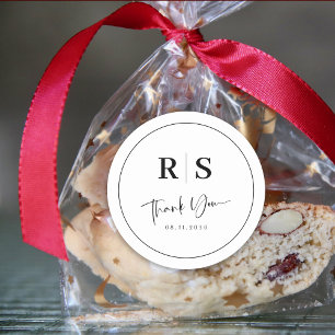 Rond Sticker Merci mariage - Initiales et élégance