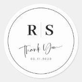 Rond Sticker Merci mariage - Initiales et élégance (Devant)
