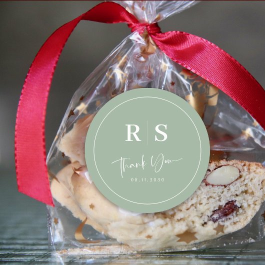 Rond Sticker Merci mariage - Sage & Elegance