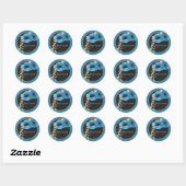 Rond Sticker Merci Masquerade Party - turquoise (Feuille)