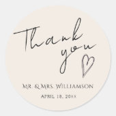 Rond Sticker Merci minimaliste Mariage moderne (Devant)