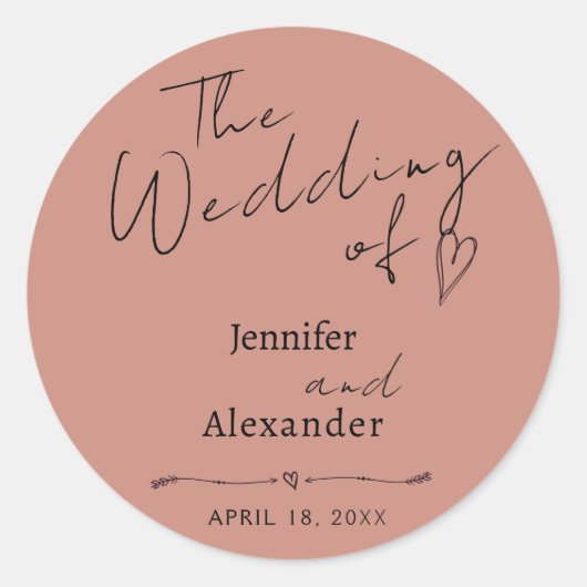 Rond Sticker Merci minimaliste Mariage moderne (Devant)