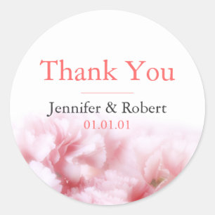 Rond Sticker Merci oeillets roses