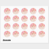 Rond Sticker Merci or rose aquarelle (Feuille)