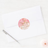 Rond Sticker Merci or rose aquarelle (Enveloppe)