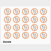 Rond Sticker Merci Orange Hearts Classic Round (Feuille)