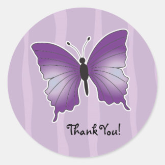 Rond Sticker Merci papillon violet