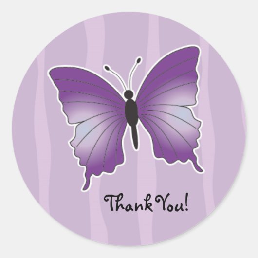 Rond Sticker Merci papillon violet (Devant)