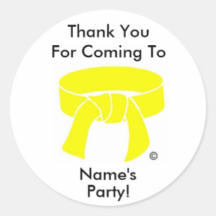 Rond Sticker Merci Party Martial Arts jaune coutume