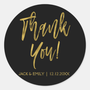 Rond Sticker Merci photo Black and Gold