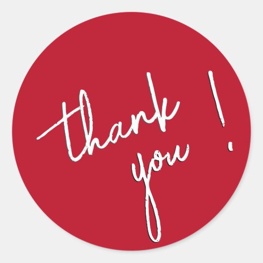 Rond Sticker Merci police de script blanc sur rouge (Devant)