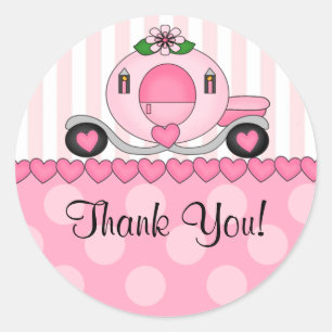 Rond Sticker Merci princesse rose