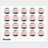 Rond Sticker Merci rose noir Favor (Feuille)