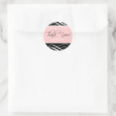 Rond Sticker Merci rose noir Favor (Sac)