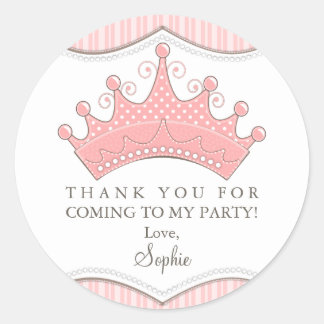 Rond Sticker Merci rose princesse Anniversaire