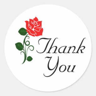 Rond Sticker Merci Rose rouge