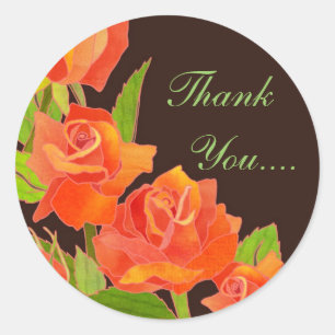 Rond Sticker Merci Roses rouges