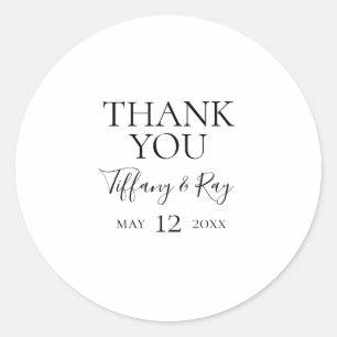 Rond Sticker Merci simple et élégant de mariage Favor