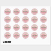 Rond Sticker Merci Teddy Bear Party - rose (Feuille)
