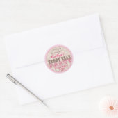 Rond Sticker Merci Teddy Bear Party - rose (Enveloppe)