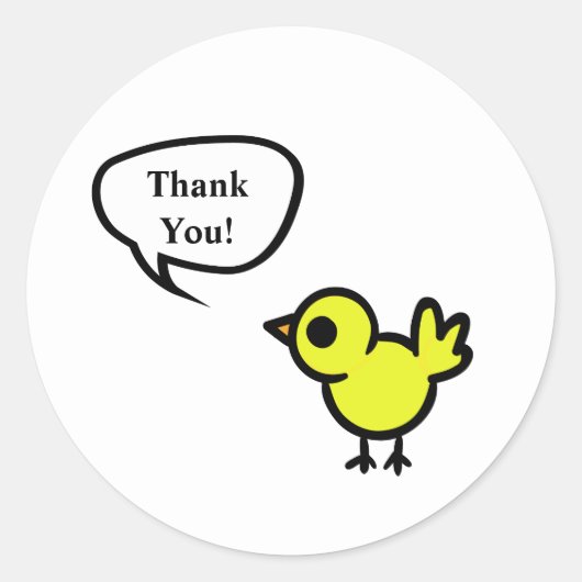 Rond Sticker Merci Tweet Oiseau (Devant)