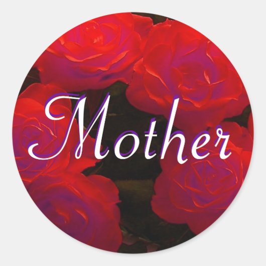 Rond Sticker Mère Rouge Roses (Devant)