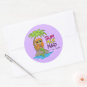 Rond Sticker mignon de sirène d'été violet (Enveloppe)