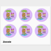 Rond Sticker mignon de sirène d'été violet (Feuille)