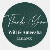 Rond Sticker minimaliste à feuille verte (Devant)