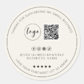 Rond Sticker minimaliste en Merci beige personnalisé (Devant)