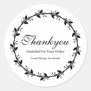 Rond Sticker minimaliste en noir et blanc Thankyou